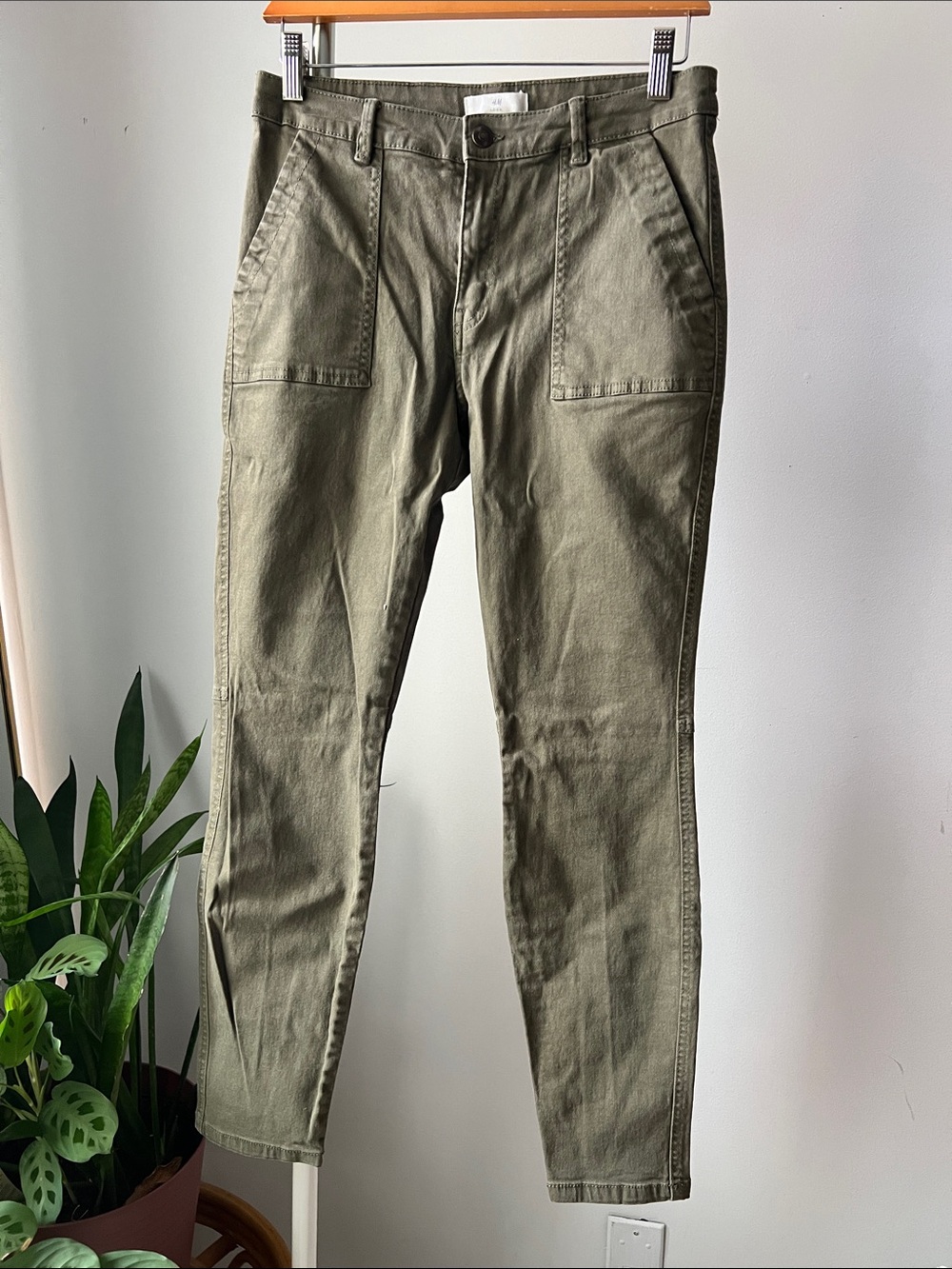 H&M L.O.G.G. army green super stretchy jeans  6